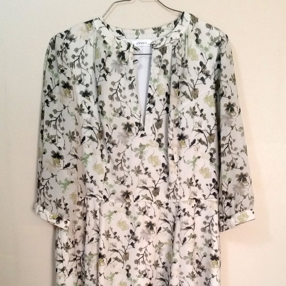 eShakti Botanical Georgette Print A-line Dress - 1